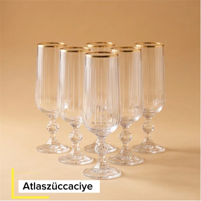 6 adet kristal kahve yanı bardak
