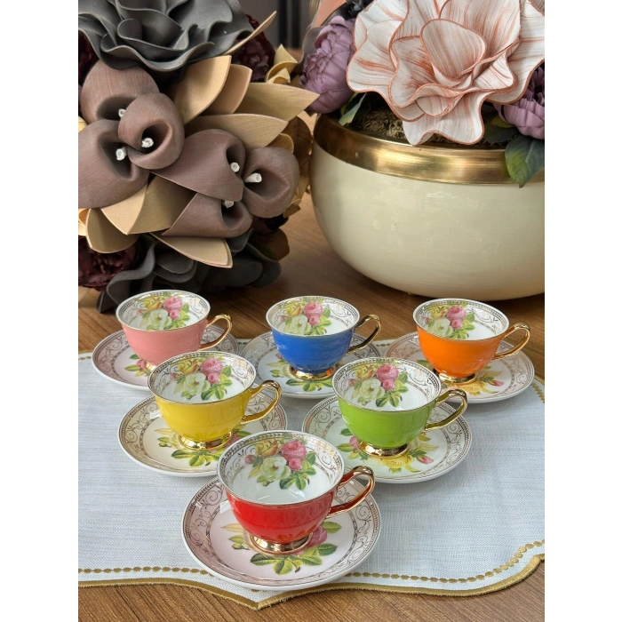 6 kişilik porselen kahve fincanı