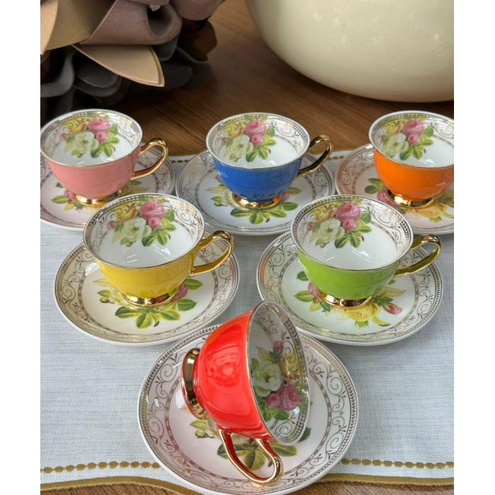 6 kişilik porselen kahve fincanı