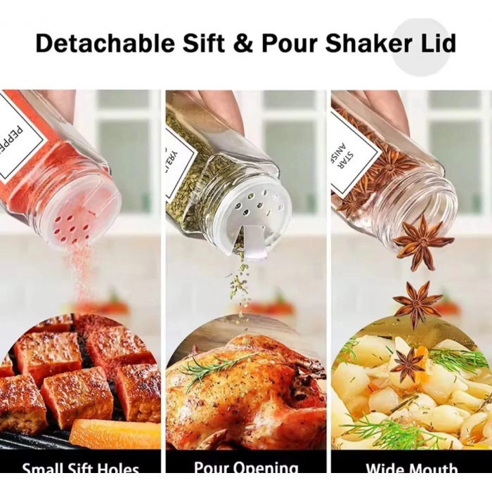 12 Li bambu kapaklı cam baharatlık 120ml