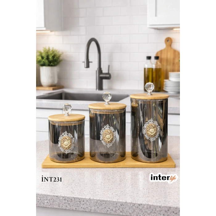 3 lü standlı cam kavanoz