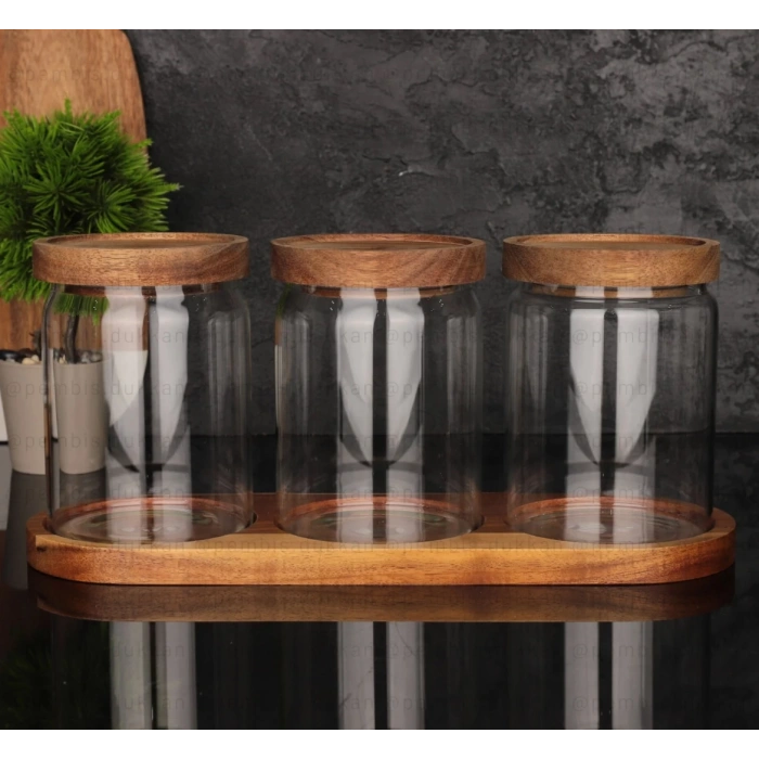 Akasya kapaklı baharatlık seti 600ml