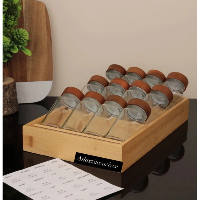 Bambu çekmece içi baharatlık