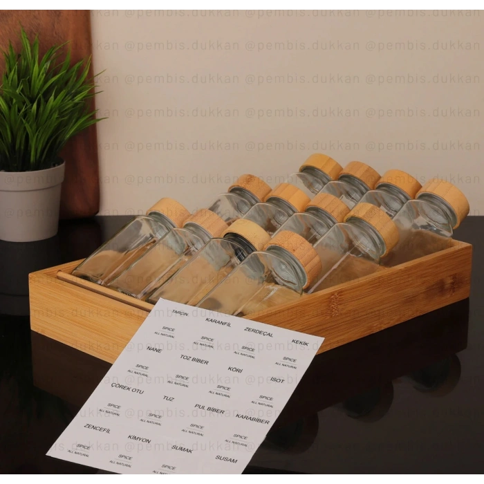Bambu çekmece içi baharatlık