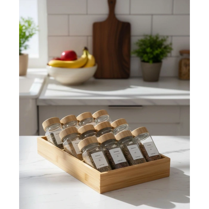 Bambu çekmece içi baharatlık