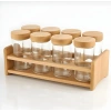 8 li cam baharatlık seti - bambu kapaklı