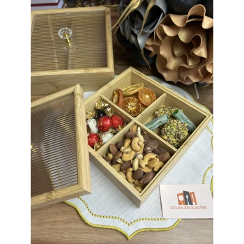 20x20 cm bambu 4 bölmeli organize