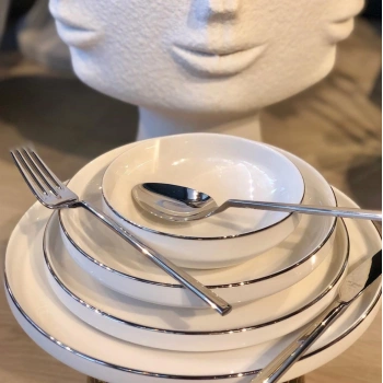 24 parça gümüş porselen yemek takımı