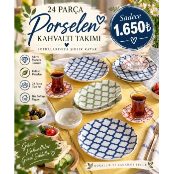 24 parça porselen kahvaltı takımı