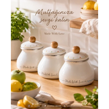 3 lü Emaye kavanoz
