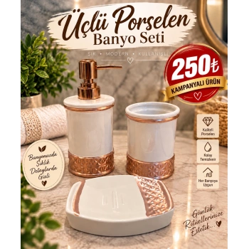 3 lü porselen banyo seti