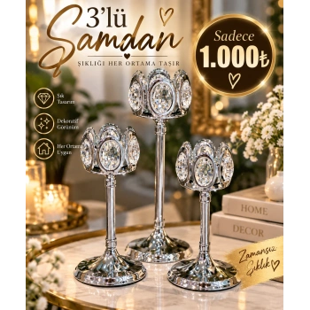 3 lü şamdan 30-25-20 cm