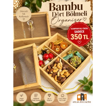 4 bölmeli bambu organizer 20x/20