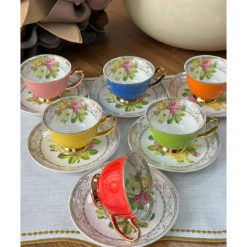 6 kişilik porselen kahve fincanı