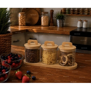 600 ml borosilikat cam kavanoz takımı