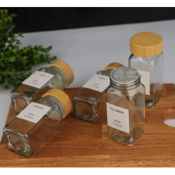 12 Li bambu kapaklı cam baharatlık 120ml