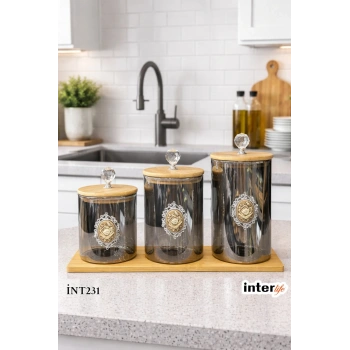 3 lü standlı cam kavanoz