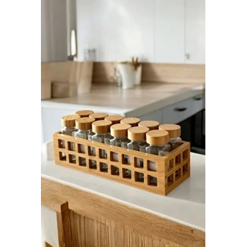Bambu standlı 12 Li baharatlık