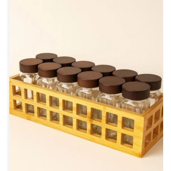 Bambu standlı 12 Li baharatlık