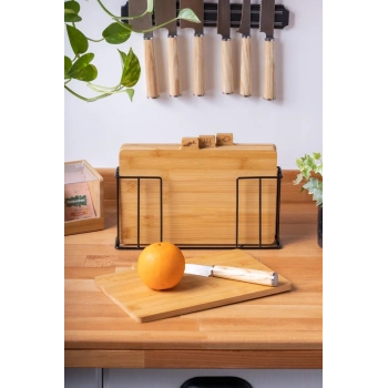 Metal standlı bambu doğrama set