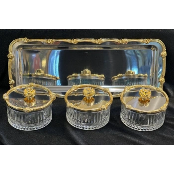 Tepsili üçlü döküm sunumluk