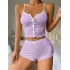 Mor Kalp Desenli Örme Kadın Şortlu Pijama Takım