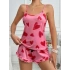Pembe Kalp Desenli Şortlu Pijama Takım