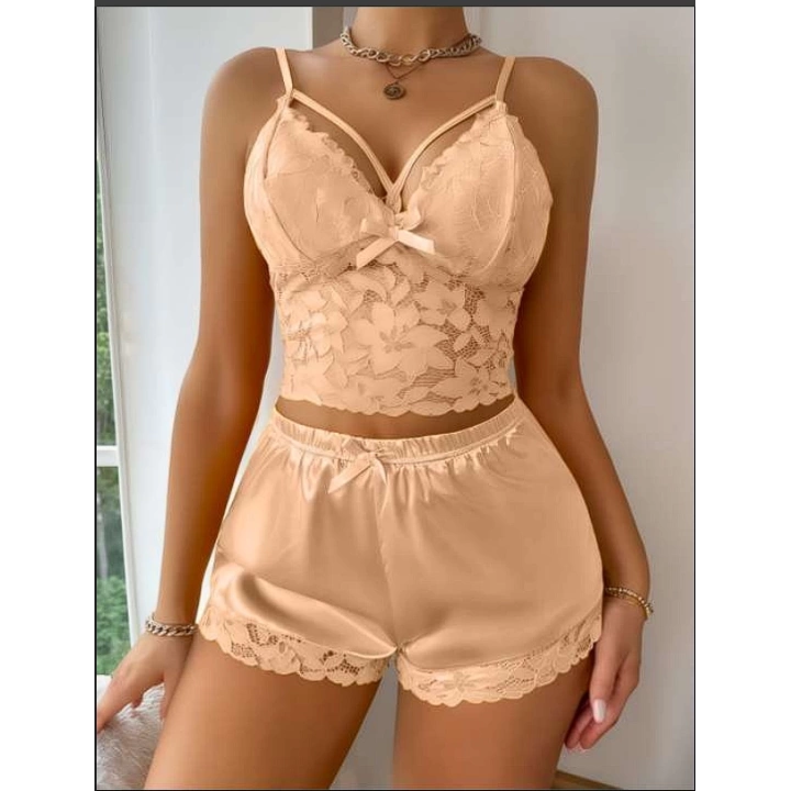 Kayın Kurdele Detaylı Şortlu Pijama Takım