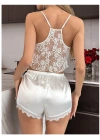 Beyaz Saten Kumaş Dantelli Şortlu Pijama Takım
