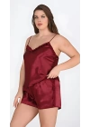 Büyük Beden Bordo Şortlu Takım