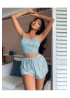 Mavi Renk Sleep Yazılı Şortlu Pijama Takım