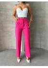 Pembe Renk Yüksek Bel Palazzo Kadın Pantolon