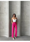Pembe Renk Yüksek Bel Palazzo Kadın Pantolon