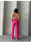 Pembe Renk Yüksek Bel Palazzo Kadın Pantolon