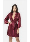 Saten Kumaş Bordo Kısa Sabahlık