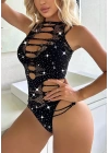 Siyah Renk Taşlı Body Vücut Çorabı