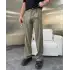 Yüksek Bel Pileli Kumaş Baggy Yeşil