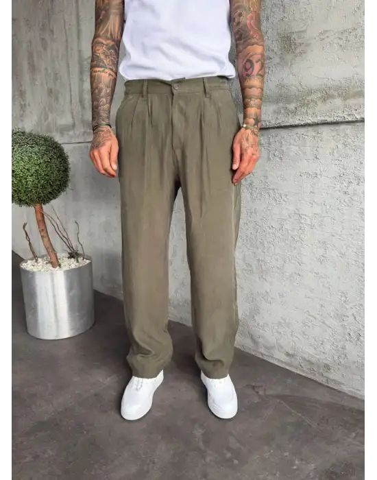 Modal Kumaş Baggy Pantolon Haki