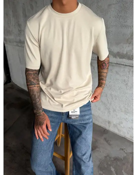 Modal Premium Tshirt Krem