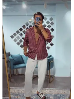 MODAL Kumaş Çizgili Gömlek 3 Renk
