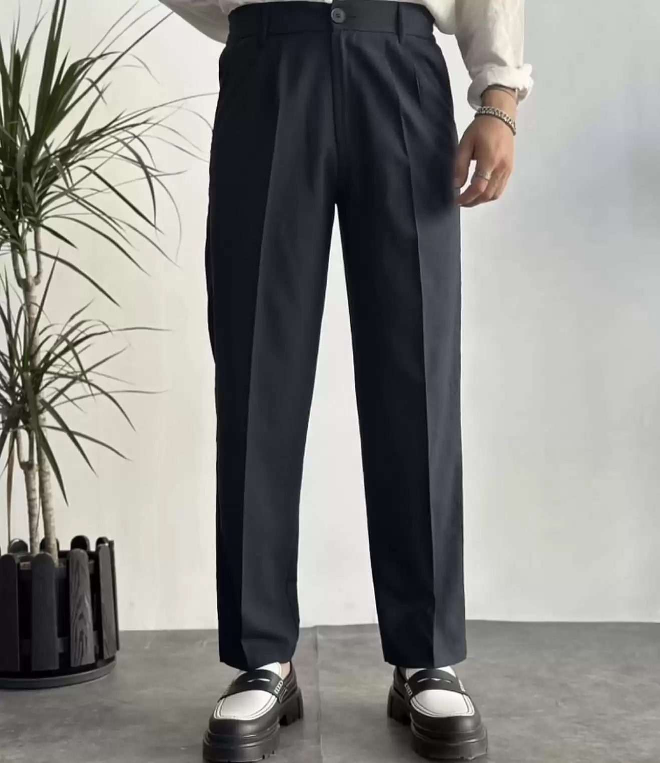 Yüksek Bel Kumaş Baggy Pantlon