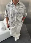 Cotton Fresh Desenli Gömlek Gri