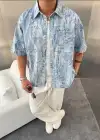 Cotton Fresh Desenli Gömlek Mavi