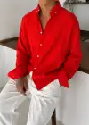 Fresh Keten Gömlek Kırmızı