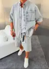 Jeans İkili Takım Kar Yıkama Mavi