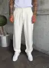 Modal Kumaş Baggy Pantolon Beyaz