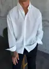 Pera Keten Gömlek Beyaz