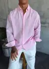 Pera Keten Gömlek Pembe