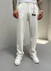 Pileli Kumaş Baggy Pantolon Beyaz