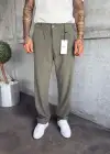 Pileli Kumaş Baggy Pantolon Yeşil